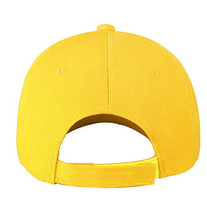 Falari Wholesale Bulk Lot 12-Pack Baseball Cap Adjustable Size Plain Blank Solid Color - color: Yellow
