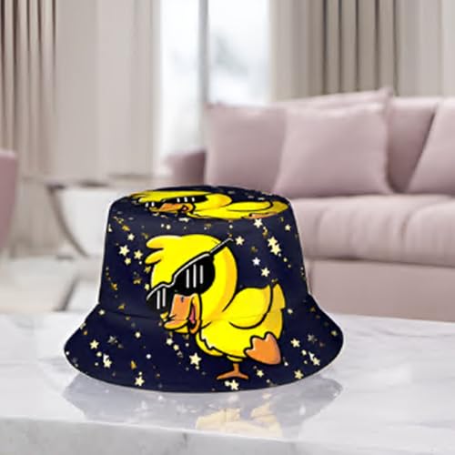 Bucket Hat Funny Duck Fisherman Hat Travel Beach Sun Hat Outdoor Cap for Men Women Adults - color: Cool Duck Glasses
