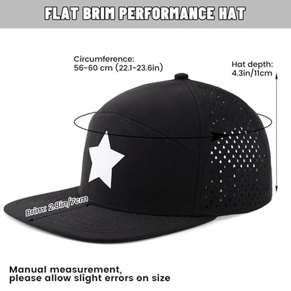 American Flag Baseball Cap, Flat Bill Brim Hat for Men Women, Patriotic Mesh Snapback Hats - color: Black & White Star