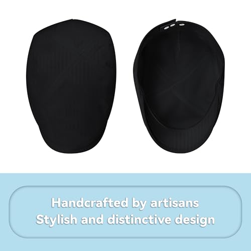 Men's Newsboy Flat Cap 100% Cotton Gatsby Ivy Golf Cabbie Hunting Summer Hat - color: Black, size: Medium