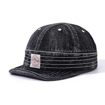 Denim Short Brim Hats for Men Women Stylish Short Bill Baseball Cap Soft Flat Brim Snapback Trucker Hat Cadet Cap - color: Mg-dym2574-black