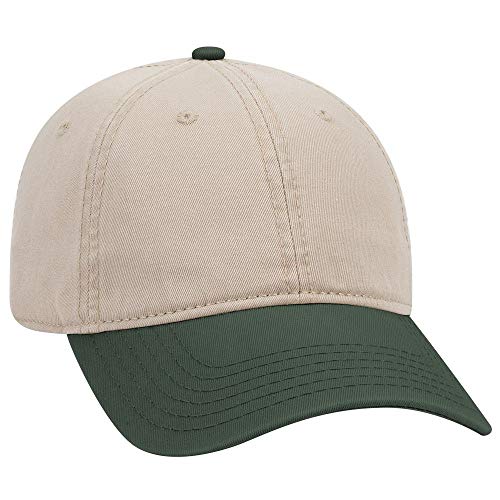 OTTO 6 Panel Low Profile Garment Washed Superior Cotton Twill - color: Dk.grn/Kha