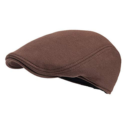 FEINION Men Cotton Newsboy Cap Soft Fit Cabbie Hat - color: Brown