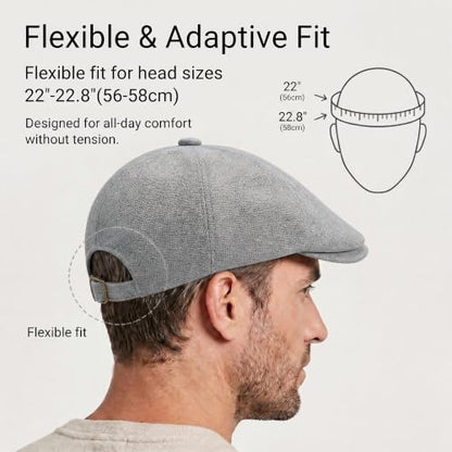 ZLYC Newsboy Cap for Men Summer Flat Cap Lightweight Beret Hat - color: Buckle Light Gray
