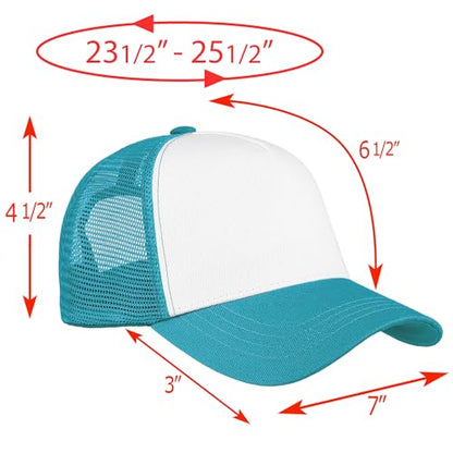 Falari 12 Pack Bulk Wholesale Mesh Trucker Hats 5 Panel and 6 Panel Baseball Caps for Men and Women - color: 5 Panel - Turquoise