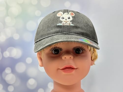 Adjustable Embroidery Animal Baseball Hat for Kid Toddler Child - color: Bunny (Washed Black)