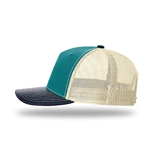 Richardson 112FP & 112PFP Classic Fit Five-Panel Snapback Trucker Cap |OSFM - color: Blue Teal/Birch/Navy
