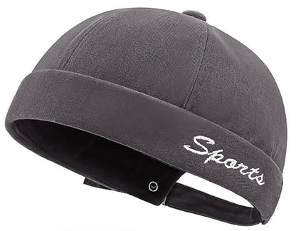 DIYDECAL Retro Brimless Skullcap Hat Docker Cap,Sailor Worker Hat Beanie Hat for Mens - color: Grey