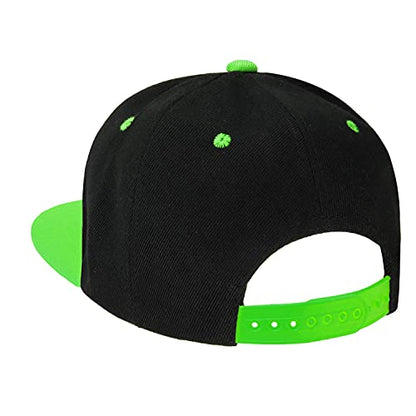 Classic Snapback Hat Cap Hip Hop Style Flat Bill Blank Solid Color Adjustable Size - color: 1pc Black/Green