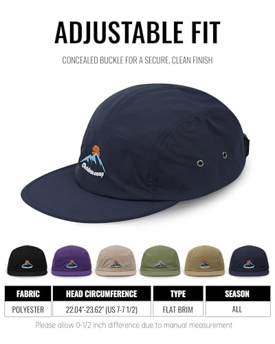 CLAPE Quick Dry 5 Panel Hat, Moisture-Wicking Water-Resistant Flat Brim Cap - color: Dfb3-brown