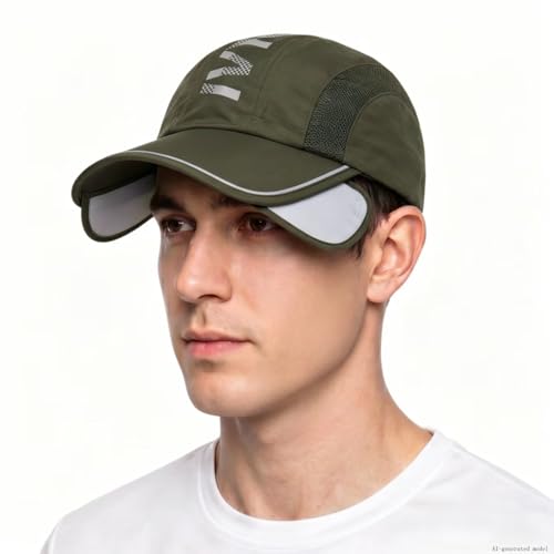 Retractable Brim Baseball Cap Sport Sun Visor Hat for Men Women - color: Army Green