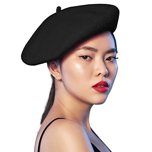 Black French Style Beret Hat - Women's Classic Casual Beret