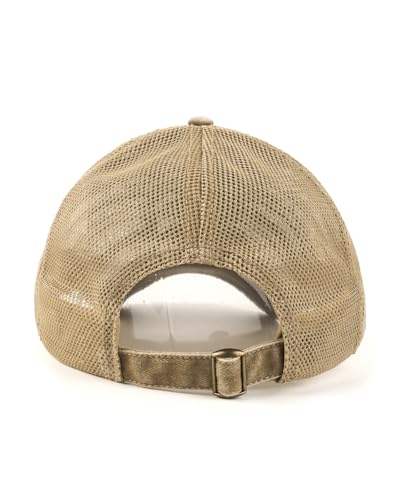 Zylioo XXL Trucker Hat for Big Heads, Washed Cotton Mesh Cap for Men Women - color: Khaki