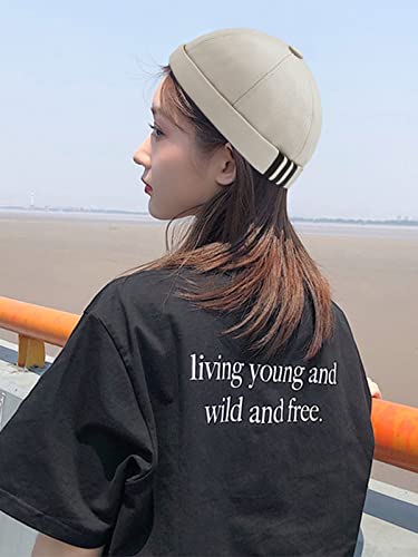 Dome Brimless Docker Cap Sailor Beanie Cap Visorless Hat for Men & Women - color: Beige