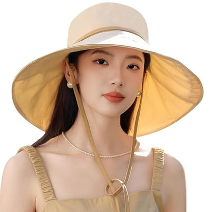 Women's Wide-Brim-Sun-Hat Sun Protection Summer Outdoor Beach-Bucket-Hat