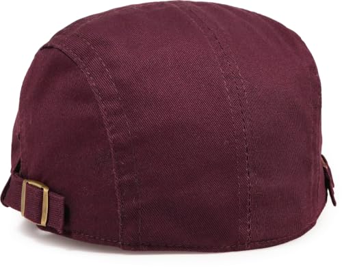 Initlove Mens Newsboy Cap Cotton Ivy Hat Beret Hats for Driving - color: B Wine Red