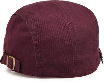 Initlove Mens Newsboy Cap Cotton Ivy Hat Beret Hats for Driving - color: B Wine Red
