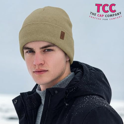 Beanie for Men Women | Cuffed Thick Soft Knitted Unisex Winter Hat Beanies Skull Cap - color: A15- Khaki