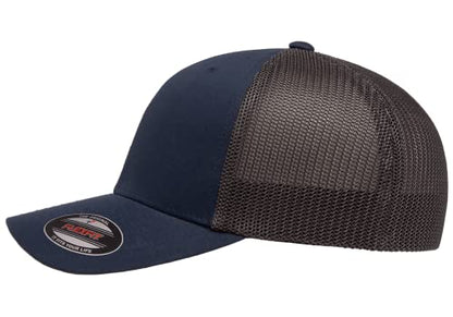 Mrlahat 6511 Flexfit Trucker Mesh One Size Fitted Cap 6 Panels with Black Bandana - color: Navy/Graphite