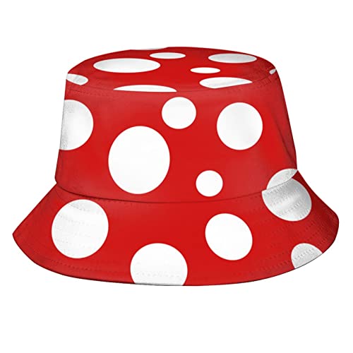 Bucket Hat Funny Duck Fisherman Hat Travel Beach Sun Hat Outdoor Cap for Men Women Adults - color: Mushroom Dots