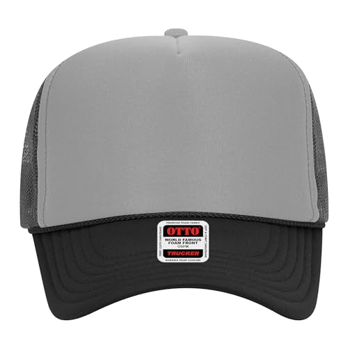 BROTHER TRUCKERS The World's Greatest Polyester Trucker Hat Blank in 73+ Colors - Wholesale Snapback Hat - color: Blk/Gry/Ch.gry
