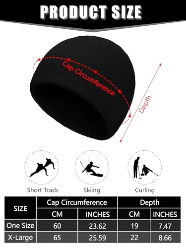 Geyoga 6 Pcs Fleece Beanie Fleece Skull Cap - color: Black, size: One Size