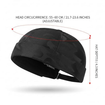 Camo Brimless Hat for Men Women Breathable Rolled Cuff Docker Cap Harbour Beanie Hats Landlord Hat Sailor Cap K517 - color: Dark Blue