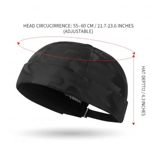 Camo Brimless Hat for Men Women Breathable Rolled Cuff Docker Cap Harbour Beanie Hats Landlord Hat Sailor Cap K517 - color: White