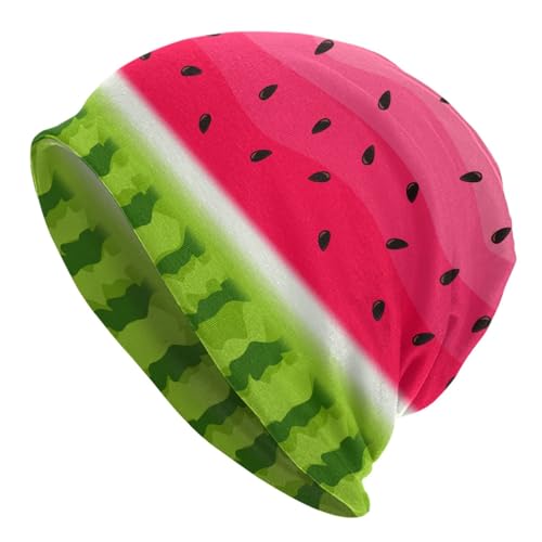 Beanie Hat for Men Women Slouchy Beanie Skull Sleep Cap Soft Lightweight Chemo Hat Stretch Cancer Headwear - color: Watermelon