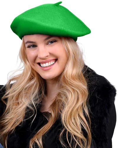 Parquet Solid Color French Beret Hat. Classic French, Casual and Chic Lightweight Cap for Women - color: Green
