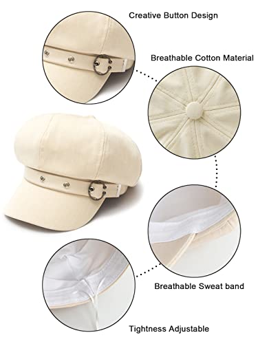 Women Beret Newsboy Hats Classic Autumn Spring Winter Cap - color: Beige