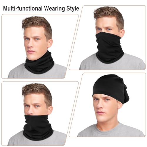 LUOLIIL VOE 2 Pack Winter Neck Gaiter Warmer for Men&Women,Windproof Face Cover Fleece Face Mask Scarf for Cold Weather Sport - color: Black+black