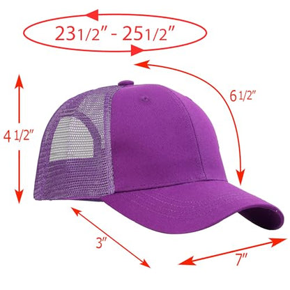 Falari Trucker Hat Baseball Cap Structured Plain Design 6 Panel, Adjustable Size - color: 1pk Purple