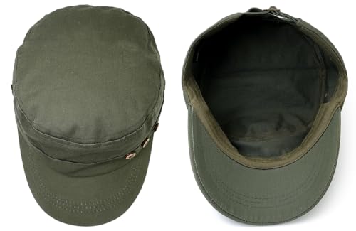 Men's Military Cadet Hat Flat Top Newsboy Cap - color: A - Green