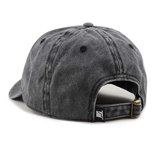 The Hat Depot 100% Cotton Pigment Dyed Low Profile Dad Hat Six Panel Cap - color: 1. Black
