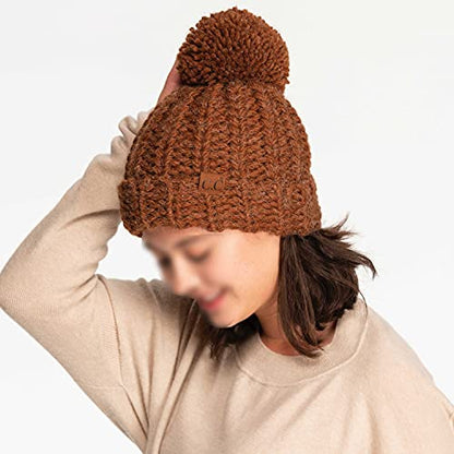 C.C Exclusives Women's Winter Seed Stitched Confetti Pom Beanie Hat (HAT-1816)(HAT-2214)(HAT-2085)(HAT-3841) - color: Clay