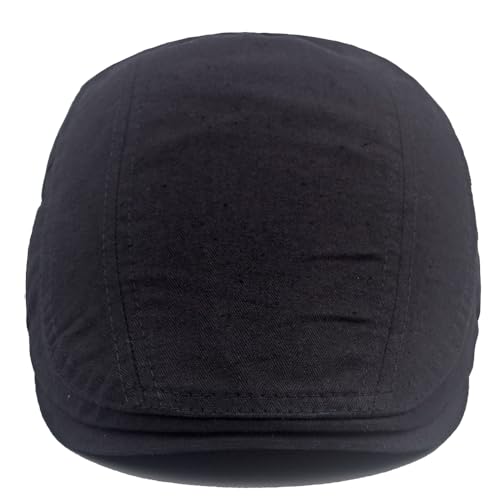 Quanhaigou Men's Cotton Flat Ivy Gatsby Newsboy Driving Hat Adjustable Irish Cabbie Ivy Driving Hunting Cap - color: Black