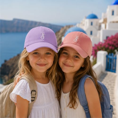 Kids Washed Cotton Baseball Cap, Unstructured Adjustable Toddler Hat for Boys & Girls - color: Lavender