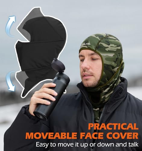 MELASA Winter Balaclava Face Mask for Cold Weather Thermal Fleece Ski Mask - color: Grey