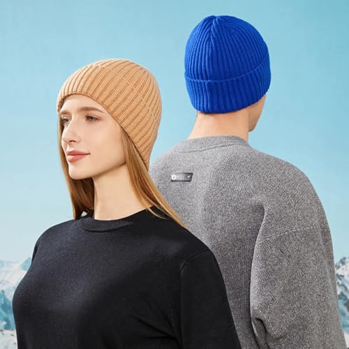 Beanie Warm Cap Knitted Thick Hat Double Layer Skull Ski Cap Winter Soft Elastic Windproof Unisex Men Women - color: Blue