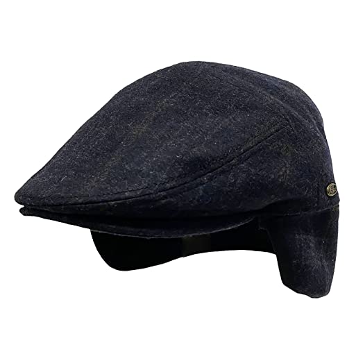 EPOCH Wool Blend Herringbone Winter Ivy Cabbie Hat w/Fleece Earflaps – Driving Hat - color: Ive5033green Pliad, size: X-Large