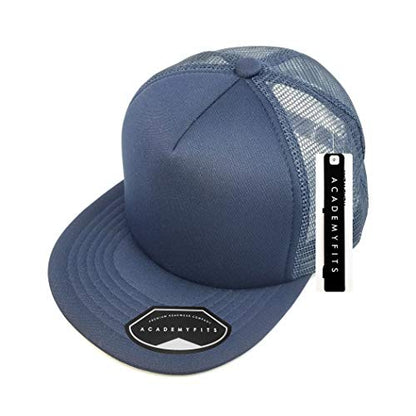 Quality 5 Panel High Crown Trucker Foam Mesh Hat Snapback Men Women Unisex Waterproof Blank Cap #2070 - color: Navy