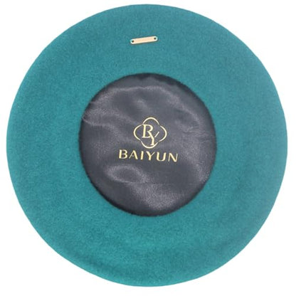 Classic Wool French Red Beret Hats for Women Men - color: M--cyan