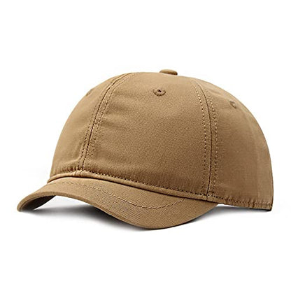 Faringoto Men's Cotton Short Brim Baseball Cap Casual Peaked Cap Ladies Versatile Equestrian Sun Hat - color: 01-khaki