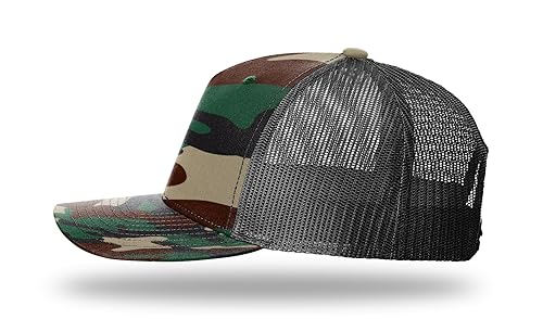 Richardson 112FP & 112PFP Classic Fit Five-Panel Snapback Trucker Cap |OSFM - color: Green Camo/Black