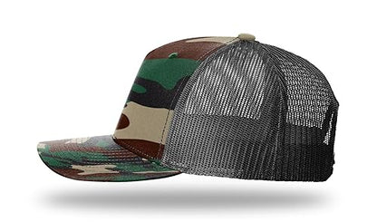 Richardson 112FP & 112PFP Classic Fit Five-Panel Snapback Trucker Cap |OSFM - color: Green Camo/Black
