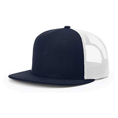 Richardson Unisex 511 Flatbill Trucker Adjustable Snapback Baseball Cap - color: Navy/White