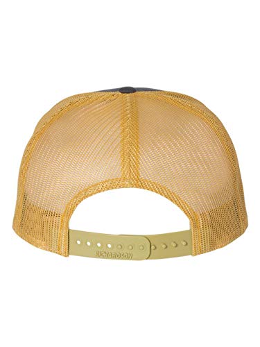 Seven-Panel Trucker Richardson Leather Patch Cap - color: Charcoal/ Old Gold, size: One Size