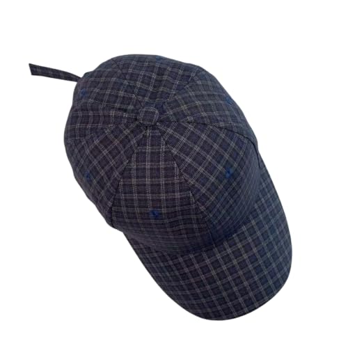 Unisex Plaid Baseball Cap Classic Checkered Cotton Dad Hat Retro Adjustable - color: Blue