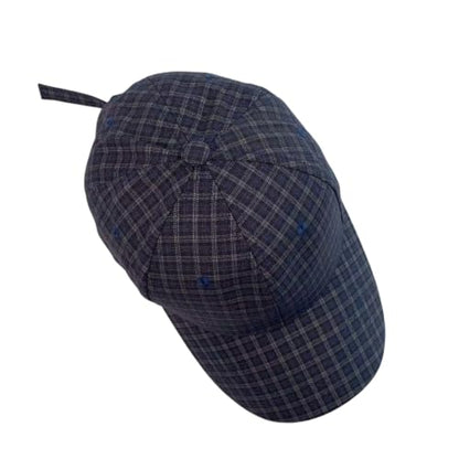 Unisex Plaid Baseball Cap Classic Checkered Cotton Dad Hat Retro Adjustable - color: Blue